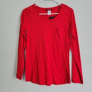 Ava Rose Red Shirt Women's Small Long Sleeve Round Neck T-Shirt NWT